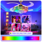 42-Inch Crystal Decoration with RGB Ceiling Fan And Light, Supports Infinite Dimming And Light Memory. with Speakers, 6 Speeds Reversible Blades, Flush Mount Chandelier Ceiling Fan Remote Control And APP Convenient Control Way