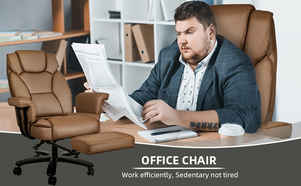 Executive Office Chair — 160° Recline and Footrest for Spacious 400LB Home Office Seating with Casters