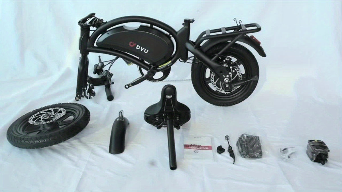 14" Electric Bike For Adults Teens, Folding Electric Bicycle, Commuter City E-Bike With 350W Peak 500W Motor And 36V 7.5Ah Battery, 3 Levels Assist, Dual Disc Brakes, Built-in Battery Max Speed 15.5MPH