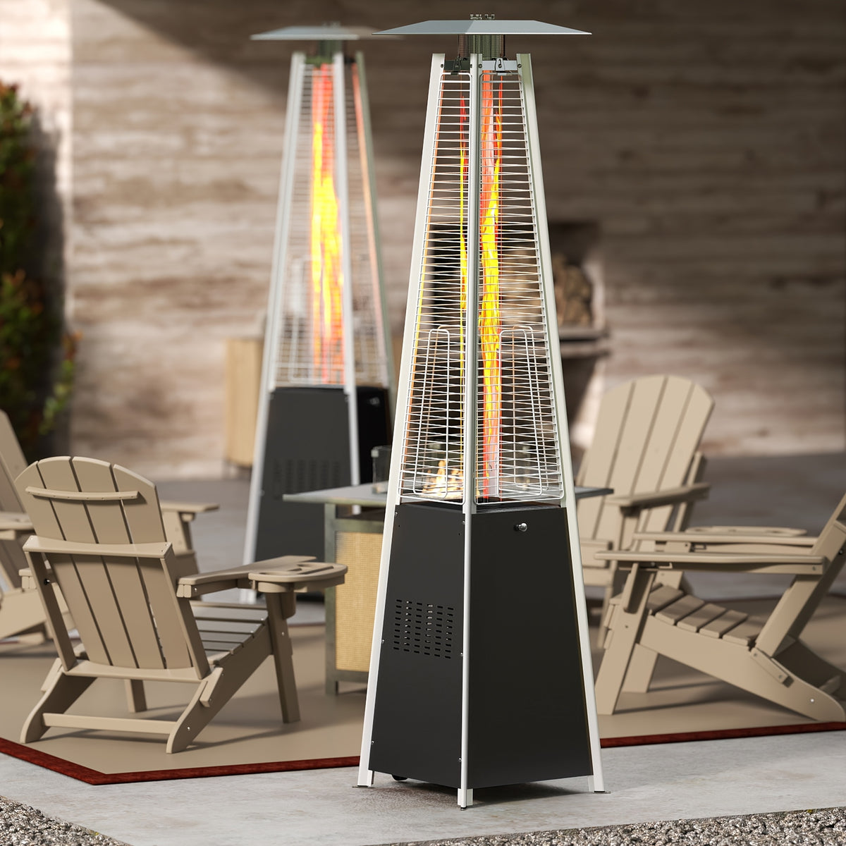 Patio Heater, 2in 1Patio Propane Heater 48, 000 Btu Patio Outdoor Heater, Quartz Glass Tube Propane Heater with Cover And Gloves, Wheels And Ground Nail