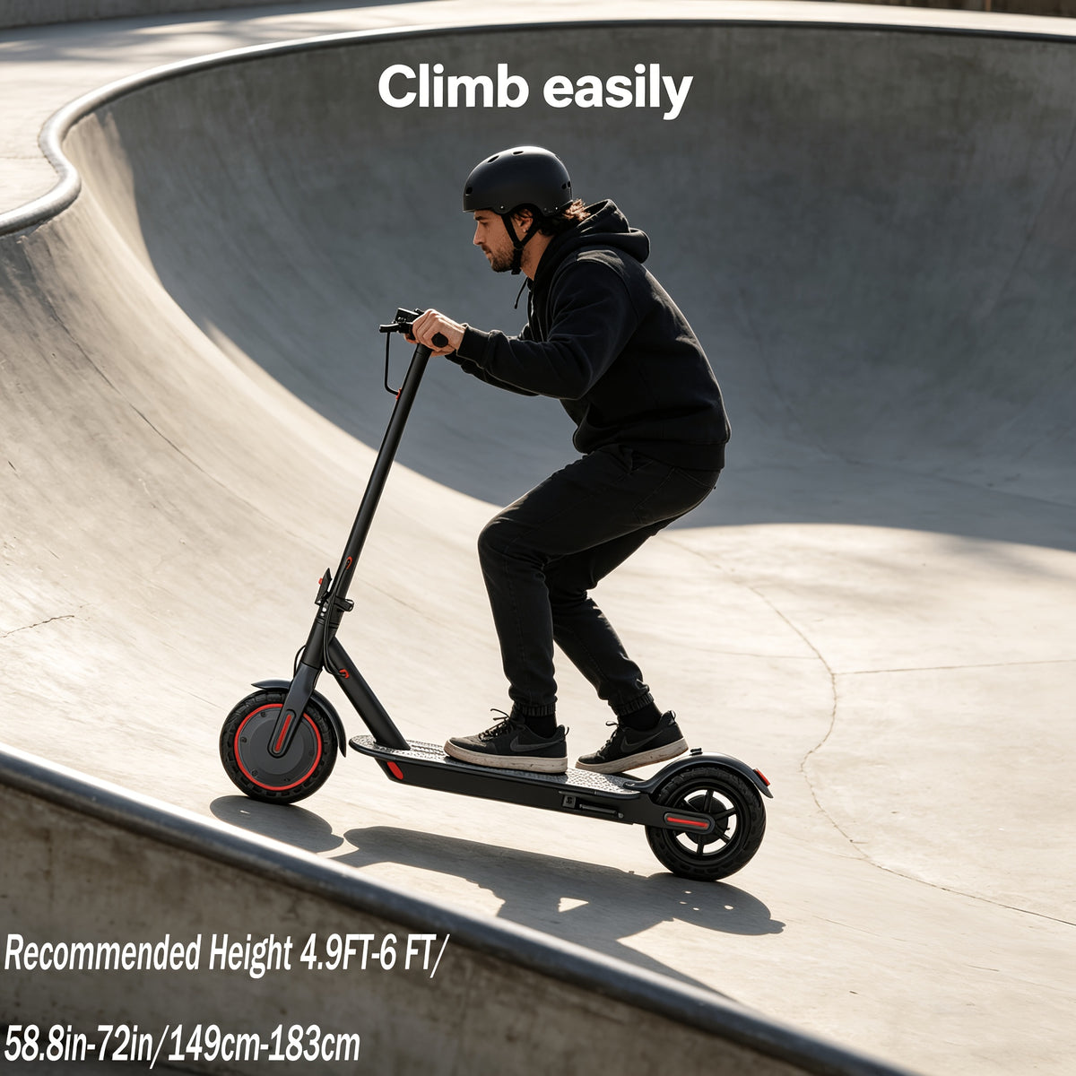 Long Distance Folding Adult Electric Scooter, 350W Motor, 8.5 Inch Anti-Slip Solid Tires, Smart APP& LCD Dashboard, 3 Adjustable Speeds, Dual Safe Brakes, LED Headlight Taillight, Built-in Bell, Aluminum Alloy Body, 265 LBS Load, Low Maintenance