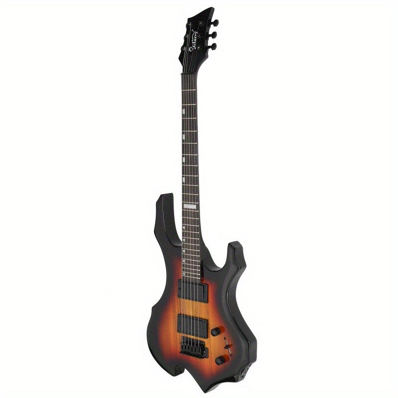 Sunset - Colored Flame Electric Guitar And Amp Set - with Closed Style Humbucker - Humbucker Pickups And Technology Wood Fingerboard