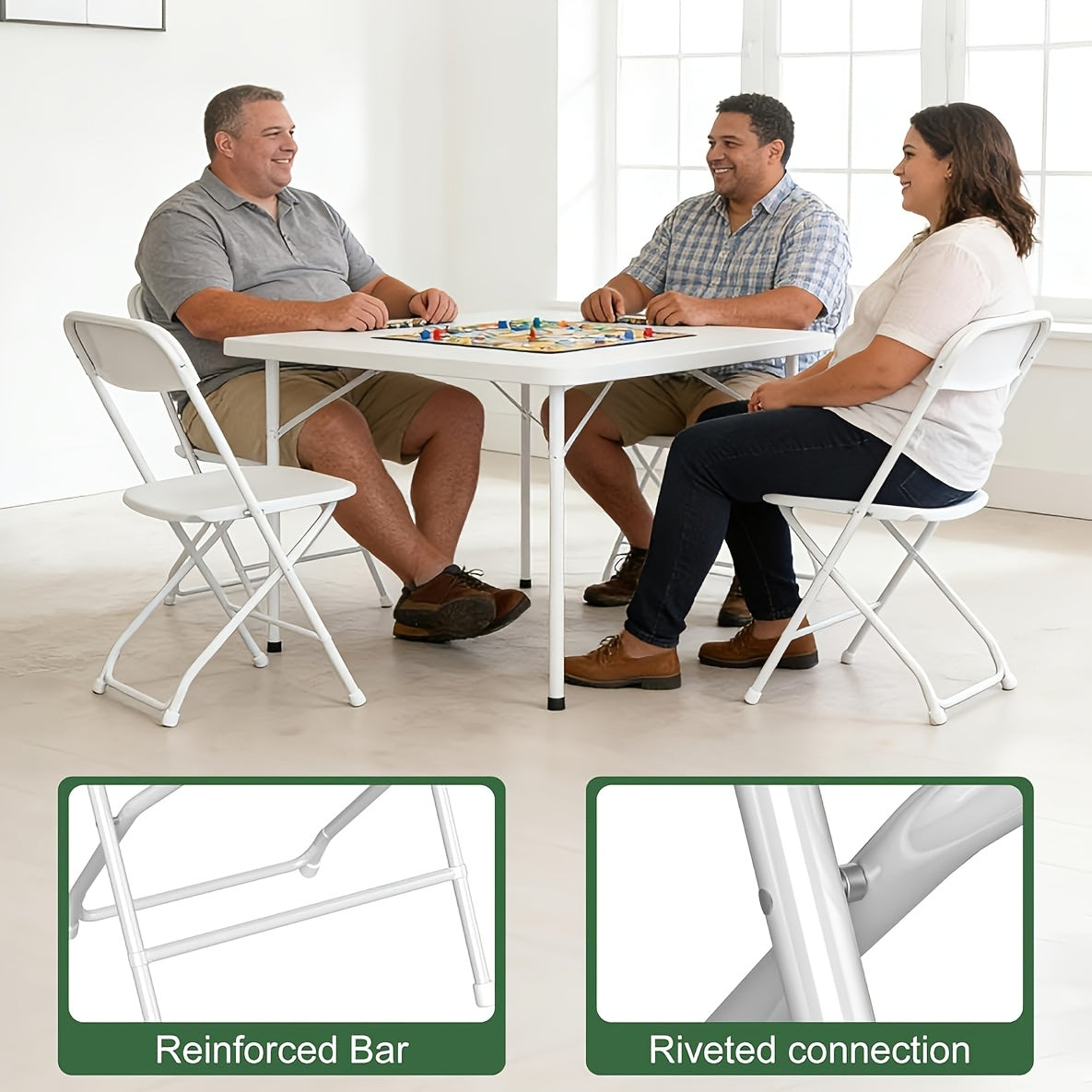 100/50/20 Pack Office Folding Chairs, Indoor/Outdoor Folding Chairs, Reinforced Plastic Seats With 350lb Weight Capacity, Commercial-Grade Stackable Seating, For Offices, Conference Rooms, Weddings