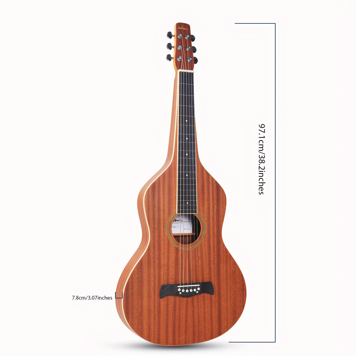ADM TG-A8 Hawaiian Weissenborn Classic Acoustic Lap Steel Guitar for Beginner Or Musician, Teardrop Design, Ddrop Design
