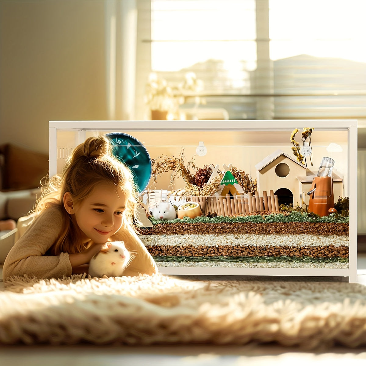 [Metal Hamster Cage] Bucatstate Metal Hamster Cage 2.0 (Free 20L Paper Bedding: Random Color) - Small Animal Habitat Large Stackable With Top Access Easy Assembly 39.3L X 19.7W X 20.6H Inches Dwarf Syrian Hamster Tank For Gerbil Mouse