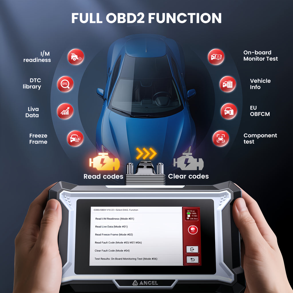 ANCEL DS100+Gift: BM410 (BM410 Without Wireless Functionality) OBD2 Scanner ABS SRS Transmission Check Engine Code Reader With 7 Resets, Includes Large Protective Case For Diagnostic Tools, Without Battery