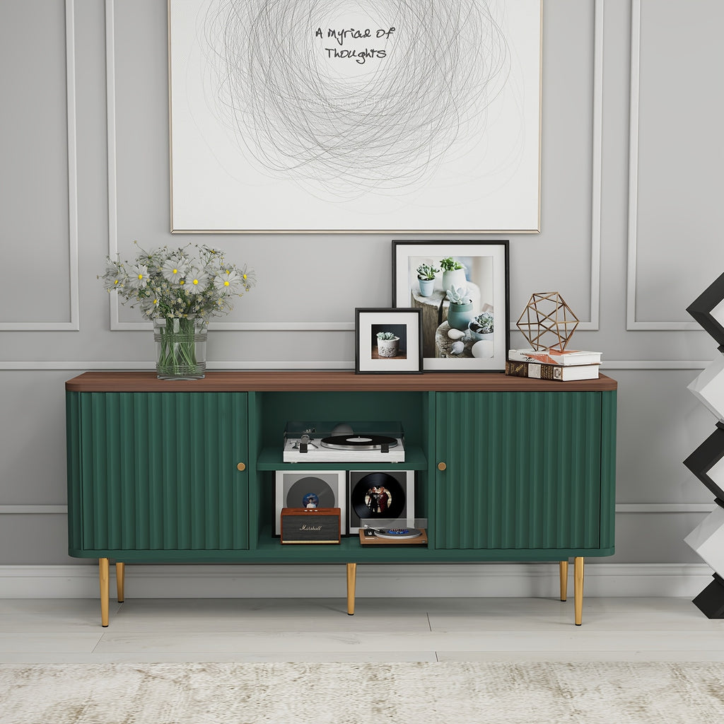 Mid Century Modern TV Stand For 55/60/65 Inch TV, 55" Fluted TV Stand, Entertainment Center With Storage, Television Stands, TV Console, Media Console For Living Room, Bedroom