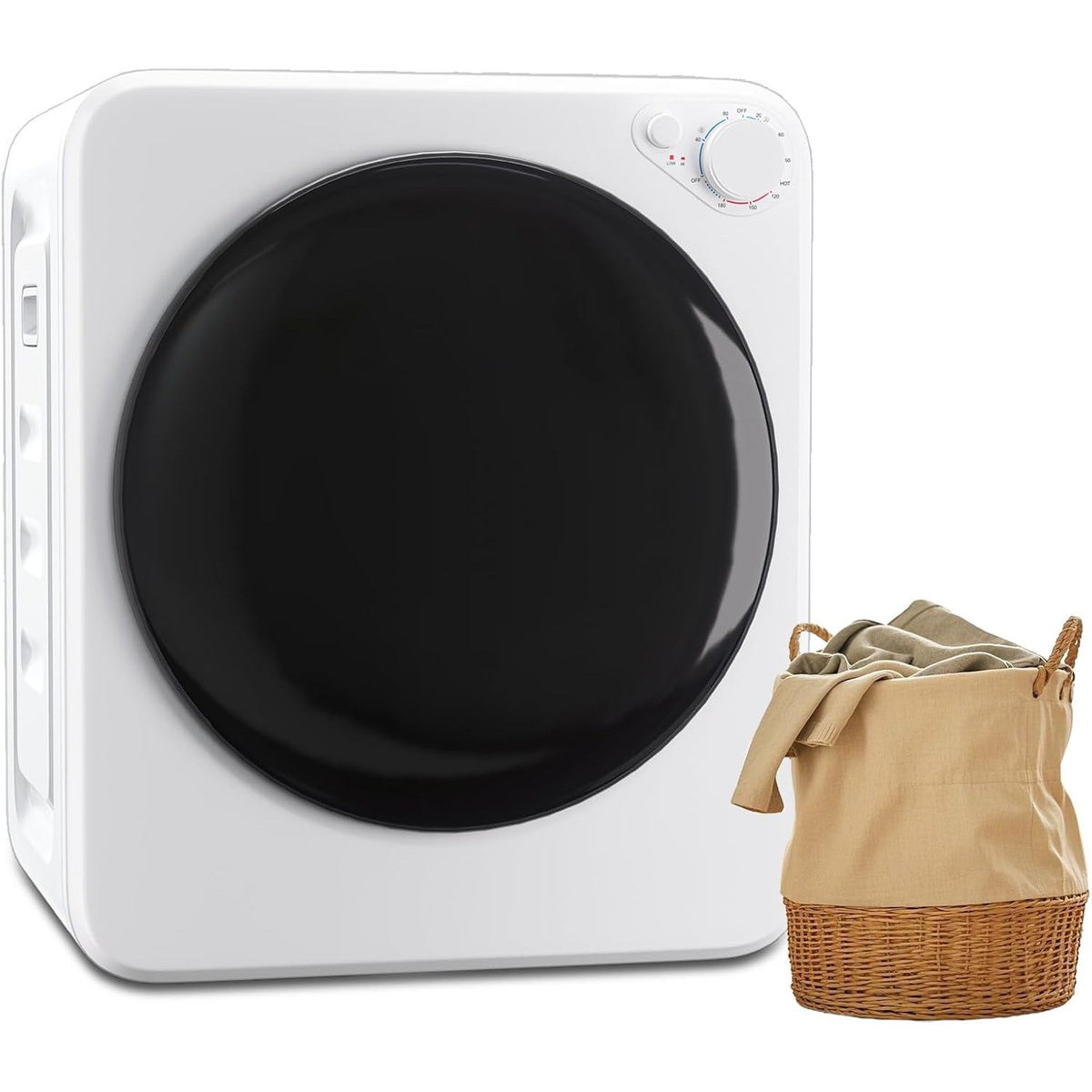 [Portable Compact Dryer] 2.6 Cu.Ft Portable Clothes Dryer, Compact Dryer With Stainless Steel Tub, 5 Modes Auto Stop & Easy Control Electric Dryers, Ideal For Laundry, Apartments, Dorms, RVs, White