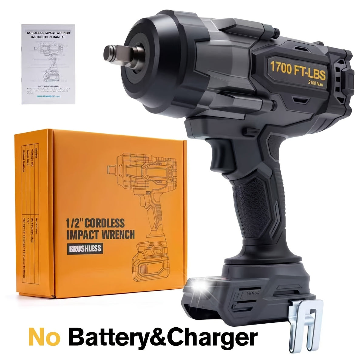 1700/2100 Ft-Lbs Cordless Impact Wrench, 3/4 Inch Electric Impact Gun, Compatible with Dewalt 20V MAX Battery, Brushless Constant High Torque Impact Driver with 3 Speed, Tool Solely (No Battery Included)