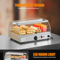 2-Tier Food Warmer Pizza Warmer Countertop, Food Warmer Display Pretzel Warmer with LED Lighting Front and Rear Doors, Electric Catering Hot Box Acrylic for Buffet Restaurant Cafe