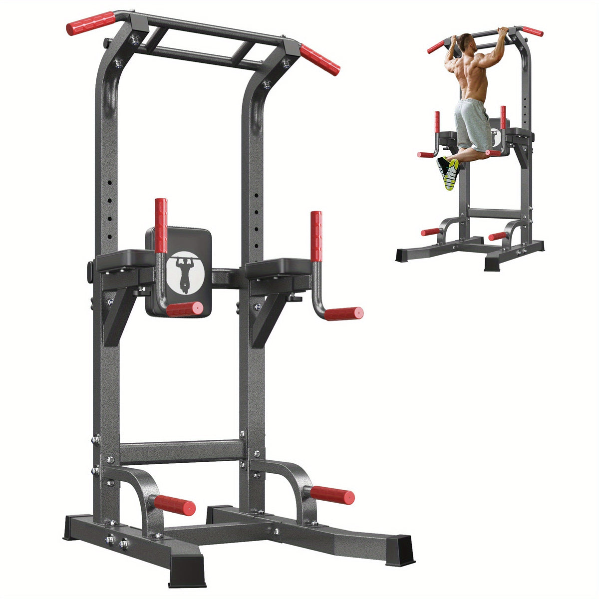 SogesPower Power Tower Pull Up Dip Stand Multi-Function Adjustable Height Workout Equipment Dip Station Fitness Strength Training for Home Gym 330LBS