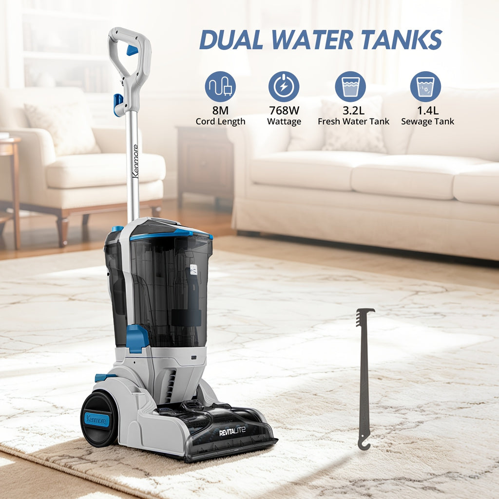 Carpet Cleaner Machine Deep Cleaner, Professional Grade Portable Pet Carpet Cleaner Machine, 18kPa, Lightweight Handheld With Dual Powered Brush Rolls & Easy-Remove Cover, 108.2oz Clean/ 47.34oz Dirty Tanks, 25ft Power Cord For Rug & Upholstery