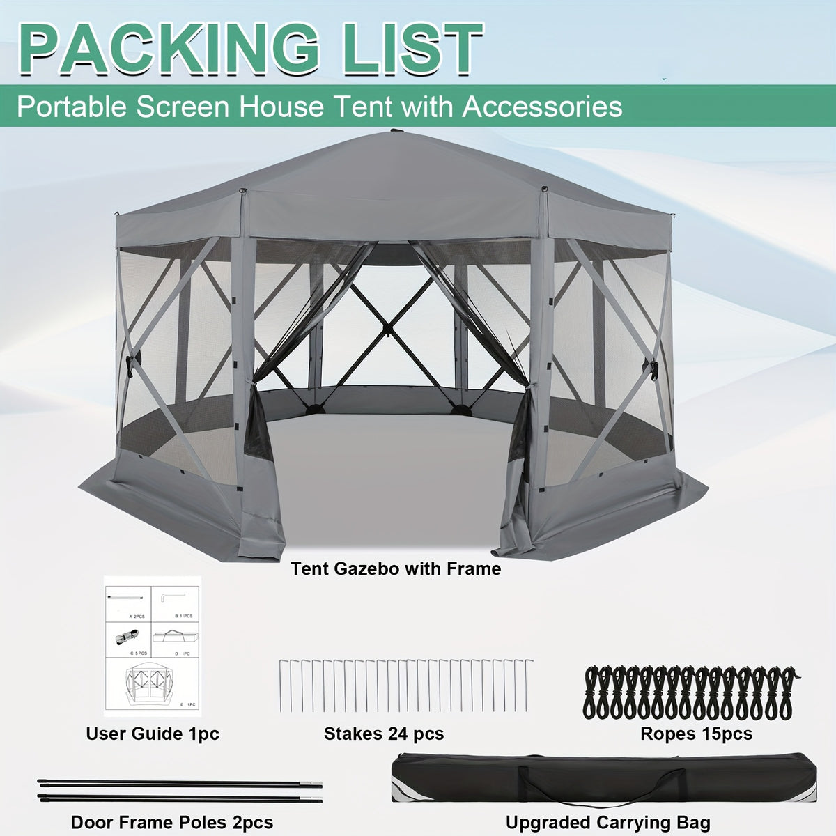 12×12/15×15ft Pop Up Party Tent, Foldable Canopy, Gazebo Outdoor, With Mosquito Netting Sidewalls, With Portable Bag, Stakes And Rope, Easy To Set Up, Suitable For Outdoors, Lawn, Terrace, Barbecue, Party, Courtyard, Garden, Beach