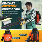 75.6Cc Gas Backpack Leaf Blower 912 CFM 206 MPH 49N, 6.0 HP 2-Cycle Backpack Blowers Gas Powered with Low Vibration, Ergonomic Design, Cruise Control, Commercial-Grade Gas Leaf Blower for Garden Lawn Yard Cleaning, Snow Removal, Gifts for Dad