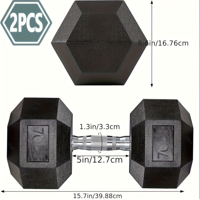 Rubber-Coated Hex Dumbbell Set, 60–85 lb Pair Options for Weightlifting and Strength Training