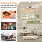 42-Inch Crystal Decoration with RGB Ceiling Fan And Light, Supports Infinite Dimming And Light Memory. with Speakers, 6 Speeds Reversible Blades, Flush Mount Chandelier Ceiling Fan Remote Control And APP Convenient Control Way