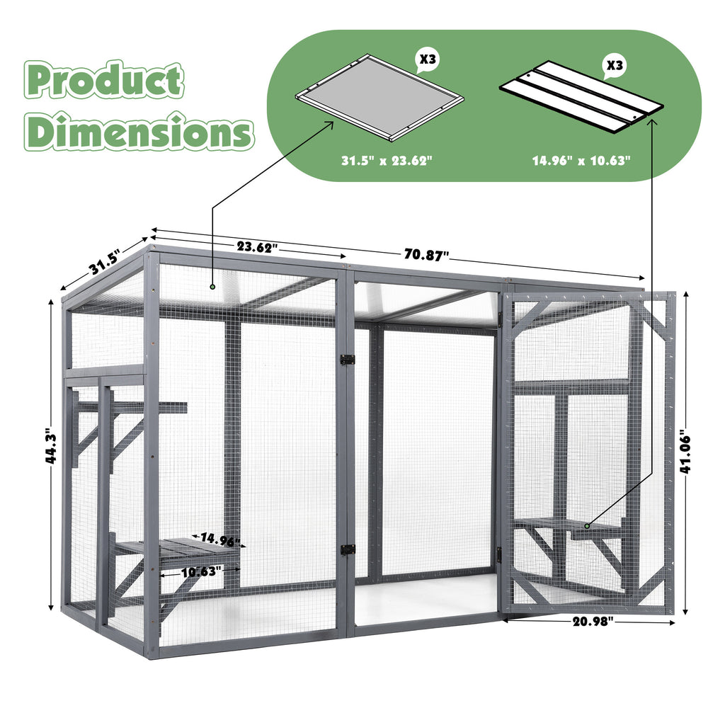 Outdoor Cat Catio Enclosure, Cat Playpen Cage with Jumping Platforms