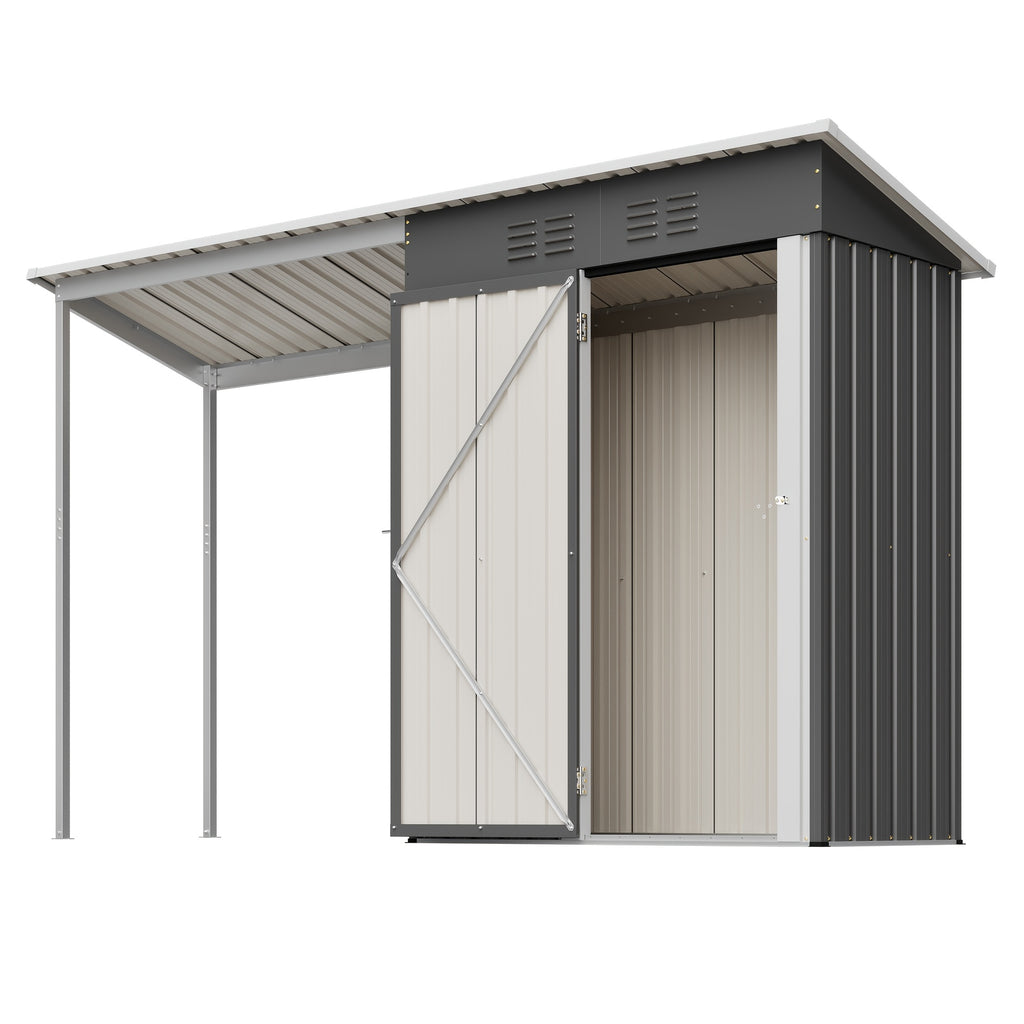Outdoor Shed + Pergola Combo | Waterproof | Lockable | Air Vents | Store Tools/Grill/Bike