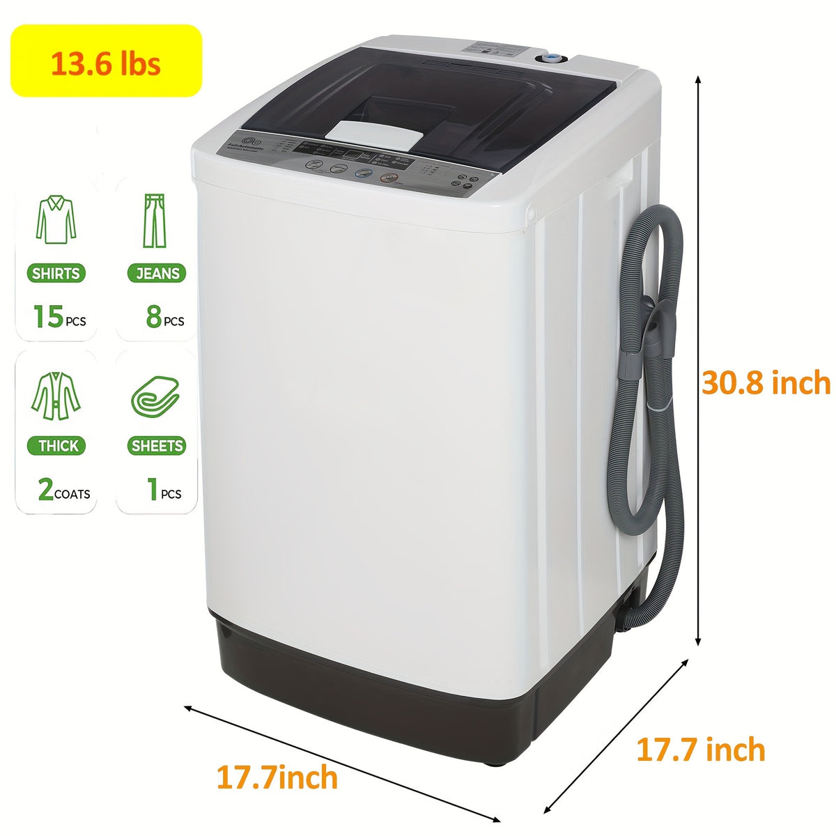 HOMDOX Top-Opening Portable Washing Machine & Air Dryer Combo - 17.9LBS/13.6LBS Capacity, Energy-Efficient, Smart Mechanical Control, 120V Plug, Compact Design for Small Spaces, Laundry Room Additions, Modern Laundry Appliance, Durable Construction