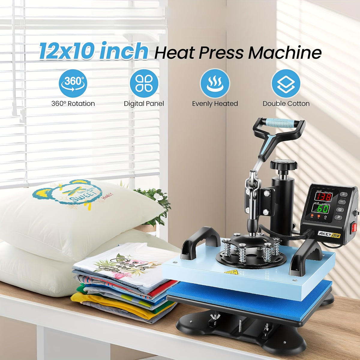 8-in-1/5-in-1 15"x12" Heat Press Machine Set, Professional Sublimation Machine, Rotatable T-Shirt Printing Heat Transfer Digital Industrial Quality Heat Press, Suitable For T-Shirts, Bags, Pillows, Mugs, Hats, Plates, Beanies