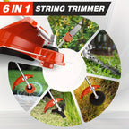 52cc 6-in-1 Gas Powered Weed Eater with Hedge Trimmer & Pole Saw - Multi-Attachment Brush Cutter, 2-Stroke Lightweight Trimming Machine for Yard Maintenance