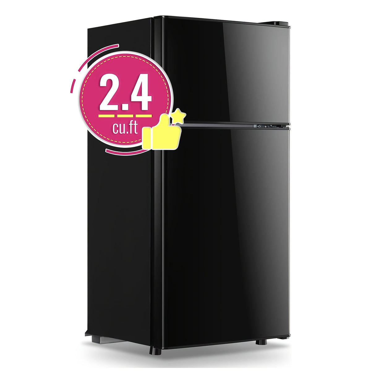 WANAI Compact Refrigerator 2.4 CU.FT Mini Fridge with Freezer Single Door Adjustable Temperature Side Door Wire Rack Suit for Dorm Office Apartment