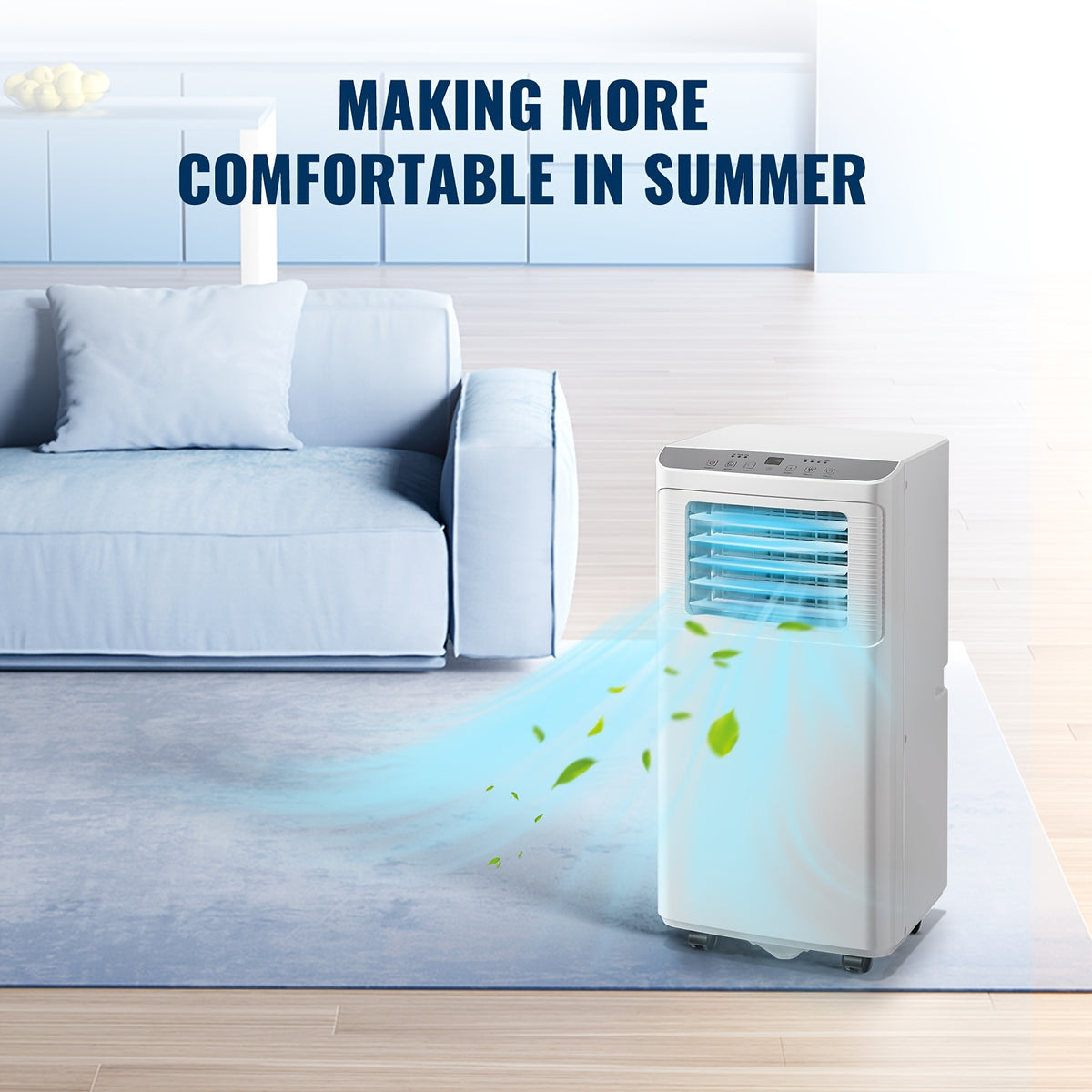 Portable Air Conditioner 8000 BTU, Remote Control, Fan Mode, Cools 250sq. Ft, 24 Hour Timer, Quiet Operation, 2 Fan Speed for Bedroom Office Home Dorm