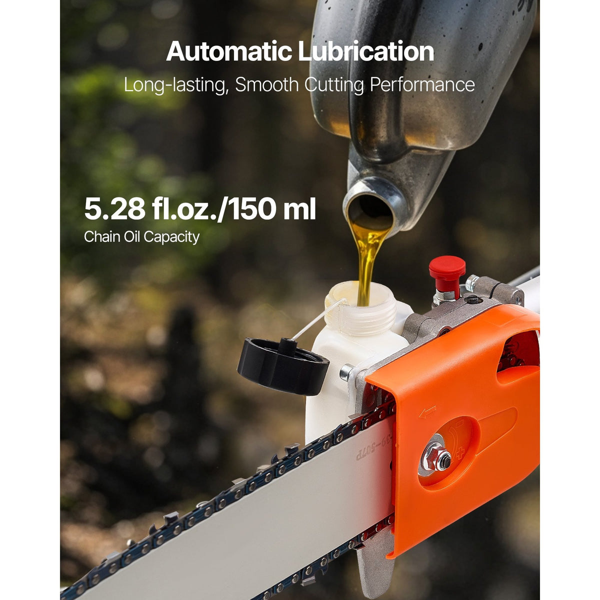 Gas Powered Pole Saw Rotatable Head 43CC 2-Stroke Tree Trimmer 10/12 in Cutting Bar