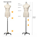 Bonnlo Female Sewing Mannequin, Size 6 Professional Dress Form for Display and Tailor Design, Height Adjustable Torso with Stable Metal Base