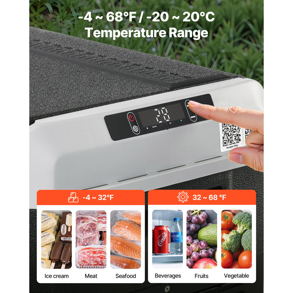 VEVOR 12 Volt Car Refrigerator Portable Freezer 31.7QT Electric Cooler for Camping 25L/30L/40L/50L