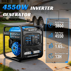 4550W Portable Inverter Generator, 3800W Rated, 223Cc 4-Stroke Gas Powered Engine, Pure Sine Wave for Sensitive Electronics, RV Ready with 30A Outlet, Home Backup, Camping, Emergency