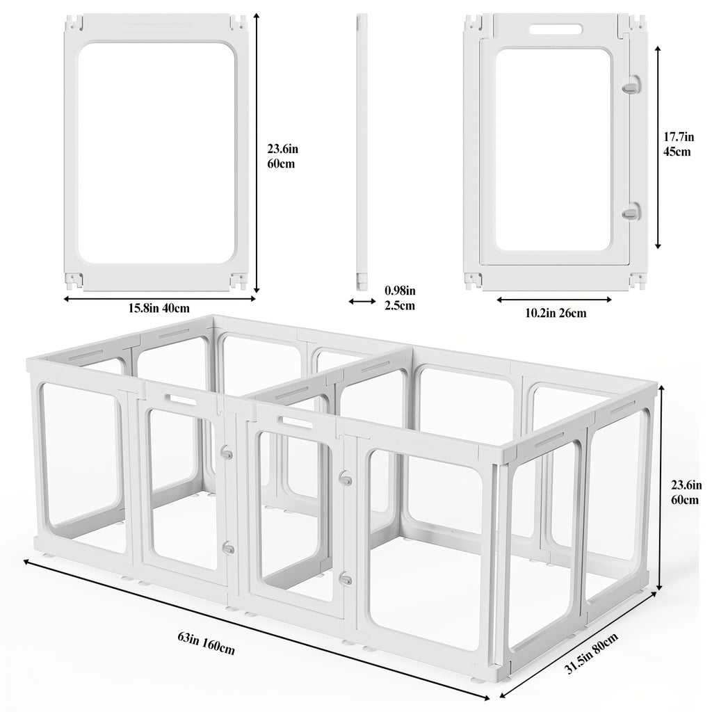 [Acrylic Pet Playpen] Clear Acrylic Dog Playpen With Door, For Puppy Cat Rabbit Transparent Pet Pen, Indoor Dog Playpen, Dog Fence, Easy Assembly And Cleaning Dog Pen For Small To Medium Dogs