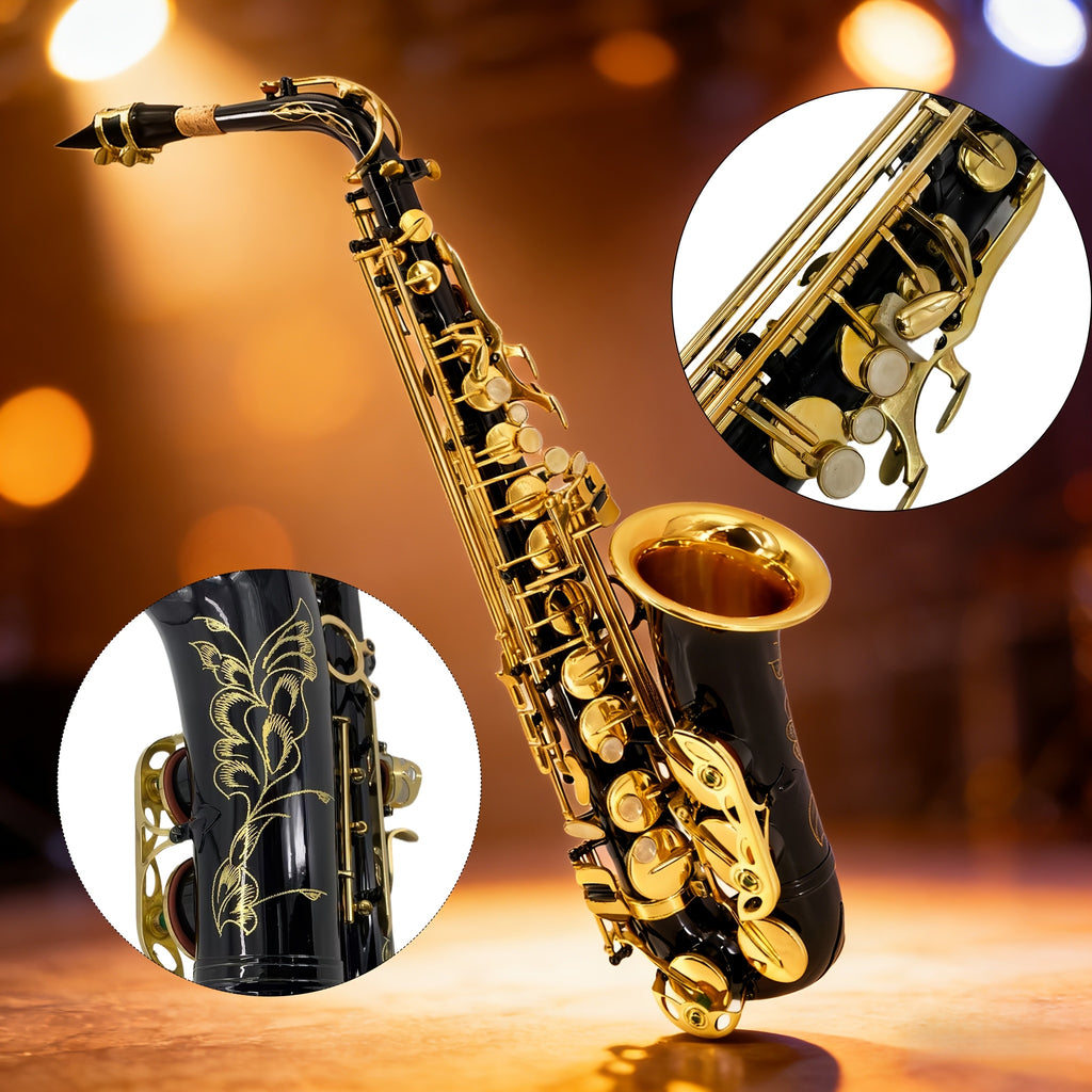 WUQIMUSC Alto And Soprano Saxophone | E-Flat Alto/B-Flat Soprano Available | Multiple Colors And Golden Lacquer End | Handcrafted | Full Kit with Case And Mouthpiece | Ideal Easter Gift for Friends, Him And Her Wind Instruments
