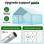 Heavy Duty Reinforced Chicken Coop Walk In Chicken Run with Waterproof Cover Large Metal Poultry Cage Outdoor Chicken Pen with Free Chicken Roosting Ladder