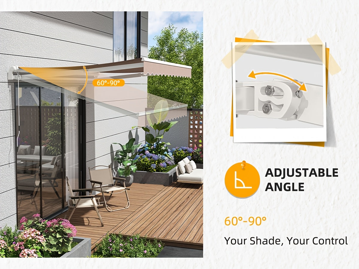 Patio Retractable Awning Sunshade Shelter Cover, Outdoor Patio Awnings for Shop, Restaurant, Cafe, Courtyard, Balcony