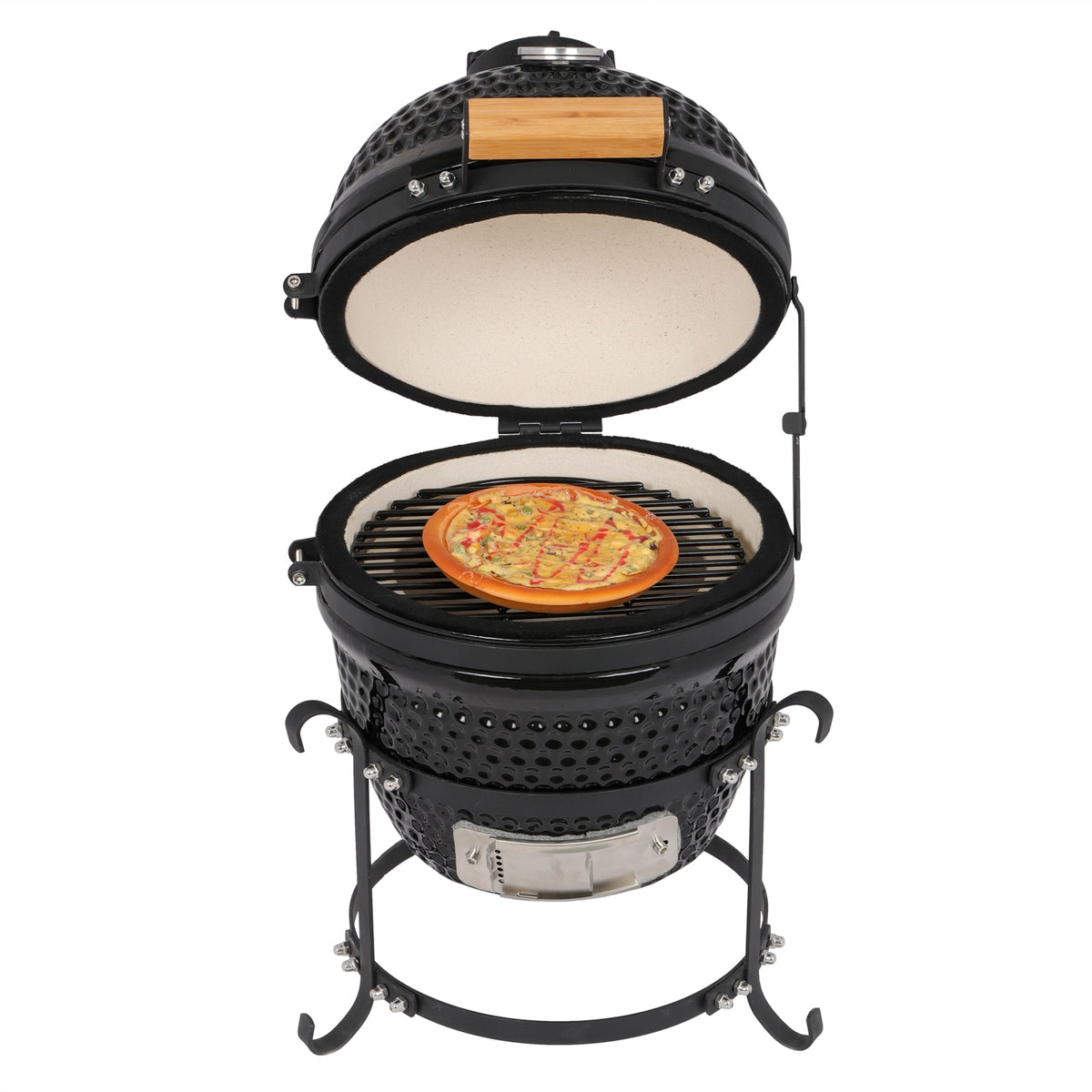 20 "Portable ceramic Charcoal Barbecue BBQ heavy-duty outdoor barbecue grill with adjustable ventilation and heat-resistant cover Perfect for camping, backyards, terraces, and trailers (including the stand)