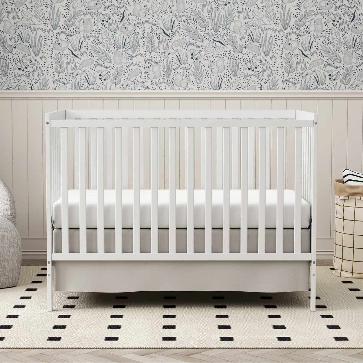 Goldzone Crib 5in 1 Convertible, Wooden Newborn Essentials Convertible to Toddler Bed, Sofa Bed and Full Size Bed, Baby Cribs with 4 Adjustable Bases for Nursery Decor, Baby Stuff Clearance, Item Weight: 37lbs, Maximum Weight Recommendation: 50lbs
