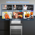 Large Ice Maker, 66Lbs/ 80Lbs/ 100Lbs Commercial Ice Maker, 24 Hour Timer, Self Cleaning Under Ice Machine, Automatic Full Ice Stop, Adjustable Ice Thickness And Ice Making Time, Suitable for Restaurants, Hospitals, Bars, Cafes, Laboratories