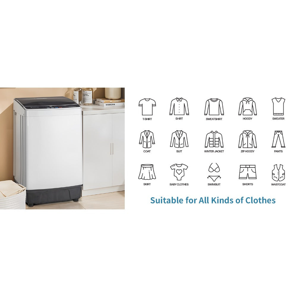 Full Automatic Washing Machine, 15.6/17.6/17.8/25Lbs Top Load Portable Washer with Drain Pump, 10 Wash Programs 8 Water Level Washer and Dryer Combo, 2 in 1 Washer and Dryer for Apartments, RV, Camping