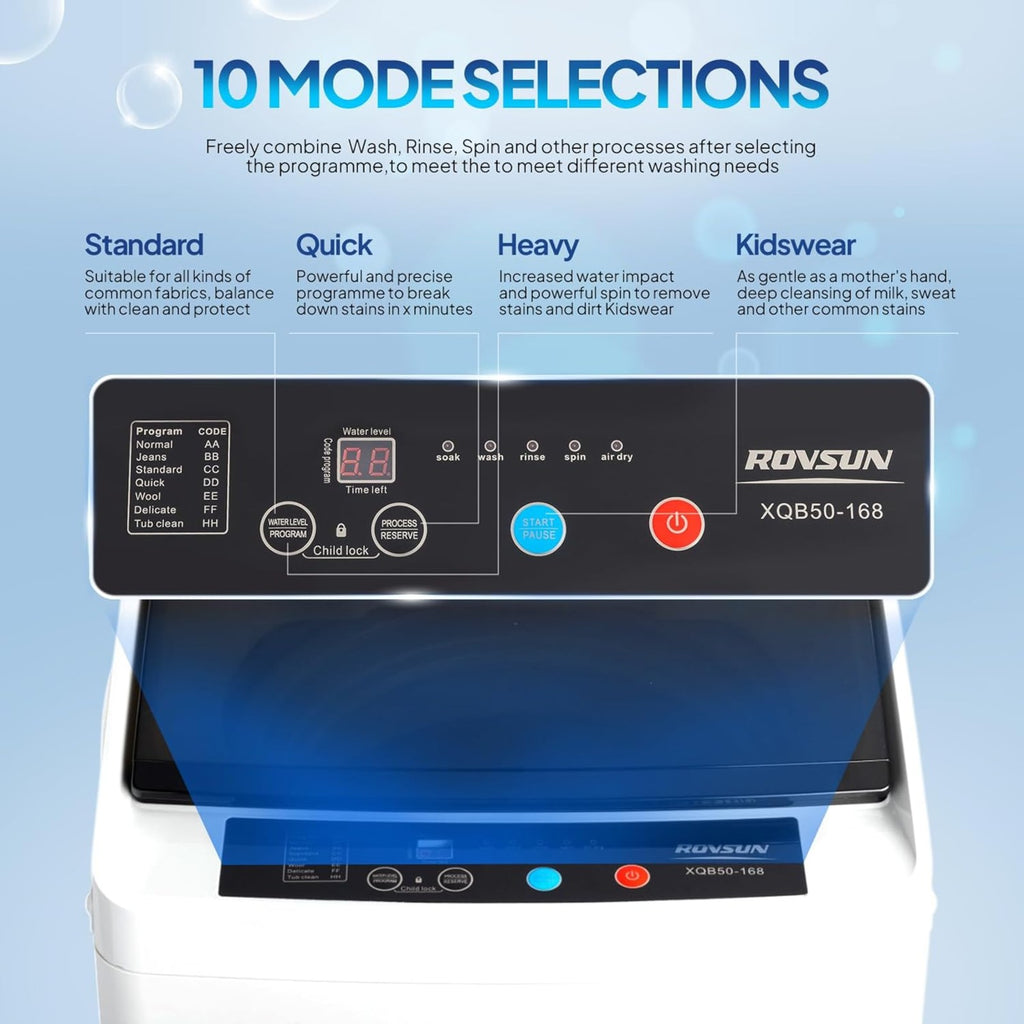 17.8/25 pounds (approximately 8 kilograms) portable washing machine, fully automatic washing machine, equipped with stainless steel tub and drainage pump - 110-volt compact washing machine, suitable for apartments, dormitories, campers, camping, small hou
