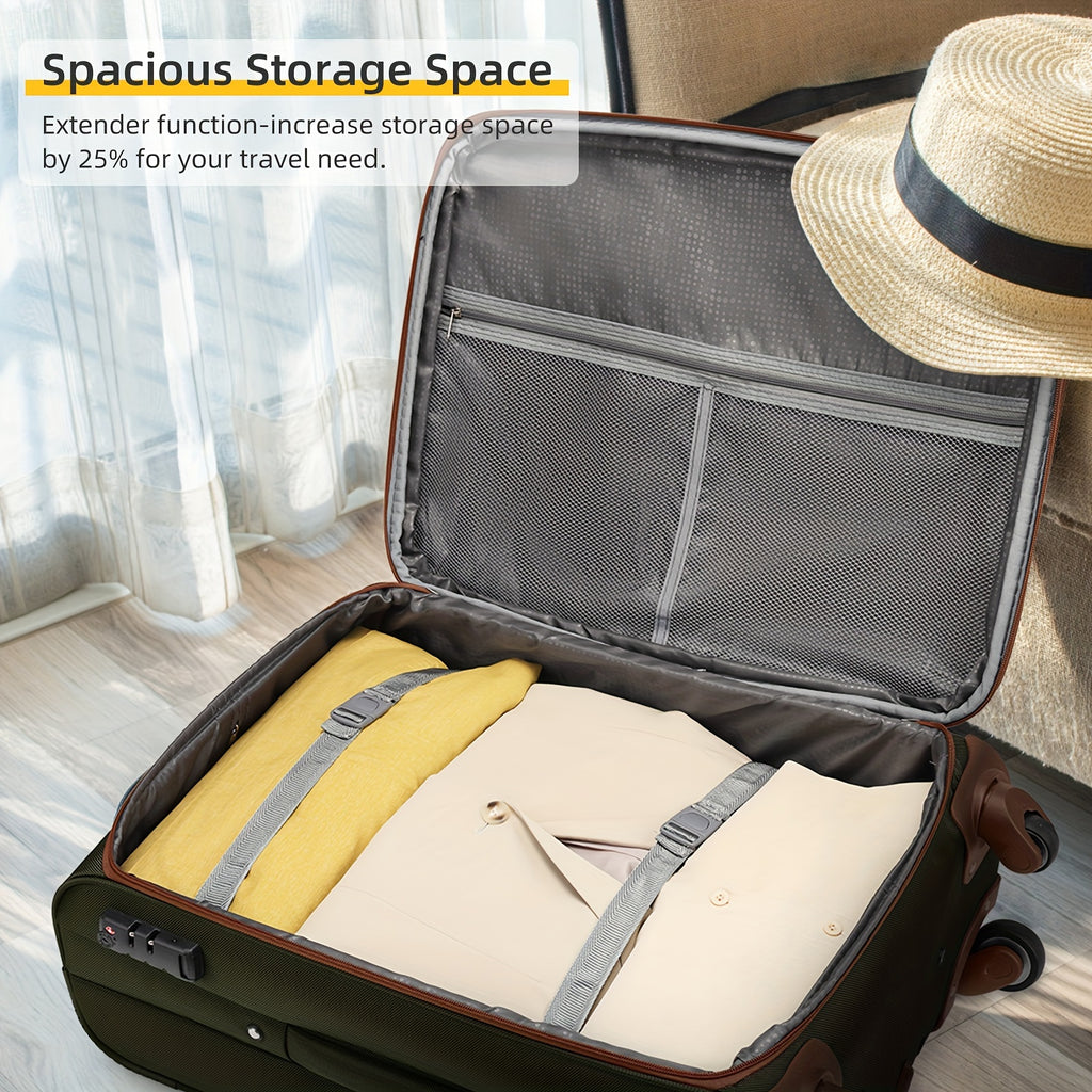 Softside Luggage Sets 4pcs with Duffel Bag, Expandable Rolling Suitcases Set with Spinner Wheels, Lightweight Upright Travel Luggage Set with TSA-Approved Lock, Multicolor