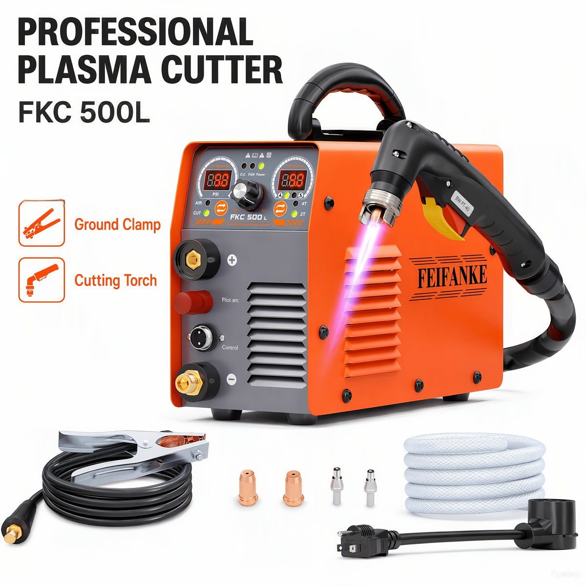 Haxiaoer 550D/FEIFANKE FCK550H/ FEIFANKE -132.09gal Plasma Cutter [Large LED Display, 110V/220V Cutter Machine Non Touch Pilot ARC Highfrequency Air Power Plasma Cutter Machine, DC Inverter Dual Voltage Plasma Cutting Machine