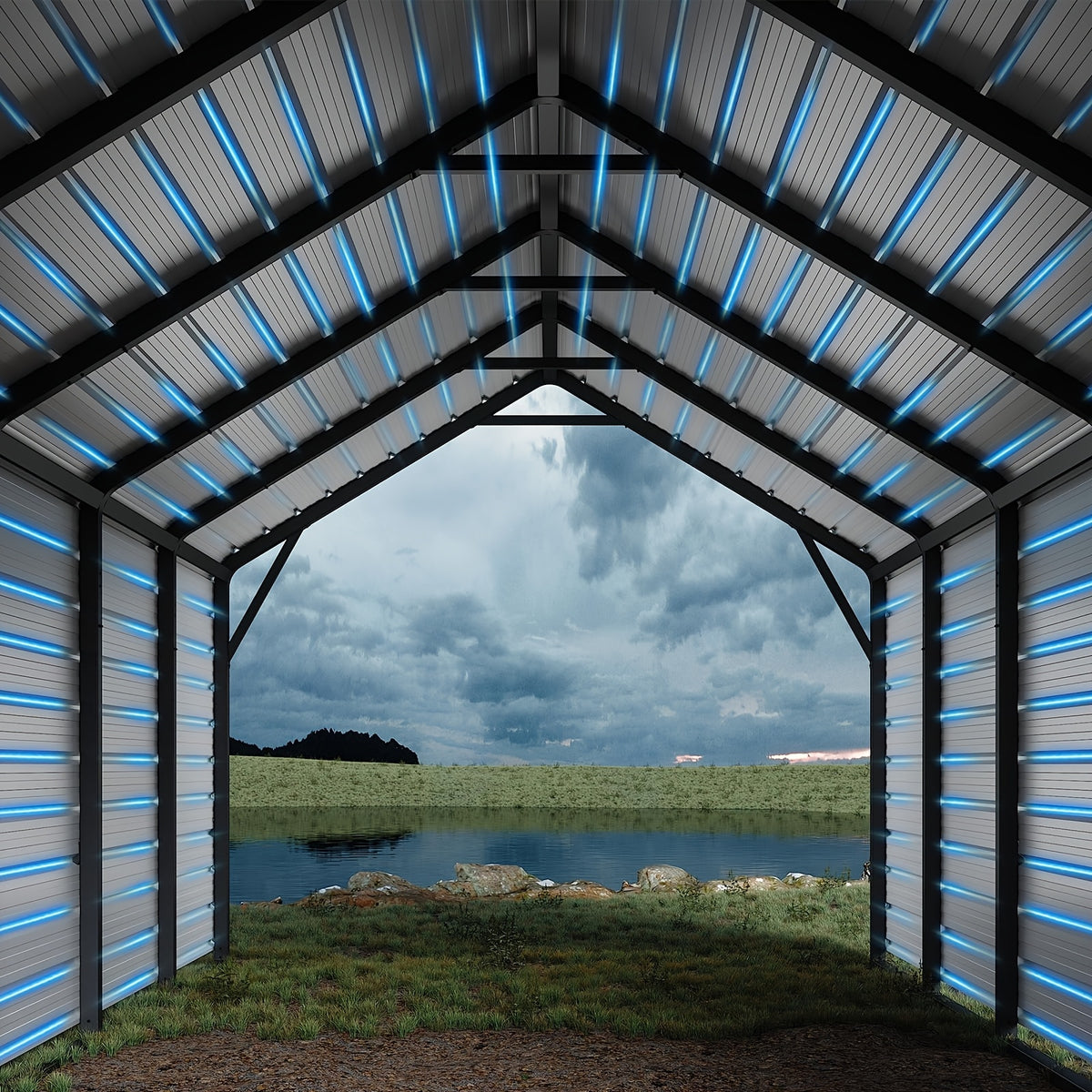 Heavy Duty Metal Carport Roofing Panels, 27 Gauge Galvanized Steel Ribbed, White, Fits 13x16 Ft To 13x26 Ft Carport Kits, 16pcs, 64. 17 X 19. 68 Inches(Roofing Panels Only)