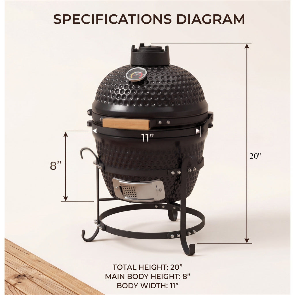 20 "Portable ceramic Charcoal Barbecue BBQ heavy-duty outdoor barbecue grill with adjustable ventilation and heat-resistant cover Perfect for camping, backyards, terraces, and trailers (including the stand)