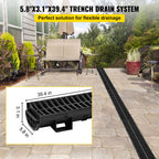 Trench Drain System by VEVOR, 6-Piece Interlocking Channel Drain for Driveways and Garages
