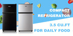 WANAI Mini Fridge with Freezer, 3.5 Cu.Ft Compact Refrigerator Freezer-on-Top Double Door, 7 Adjustable Thermostat, Small Freestanding for Bedroom Office Dorm Apartment