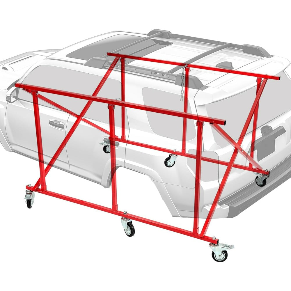 Folding Truck Bed Cart Dolly Universal Pick Up Large Auto Parts Transporter w/6 Wheels Durable Steel 800lbs Weight Capacity