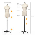 Bonnlo Female Sewing Mannequin, Size 6 Professional Dress Form for Display and Tailor Design, Height Adjustable Torso with Stable Metal Base