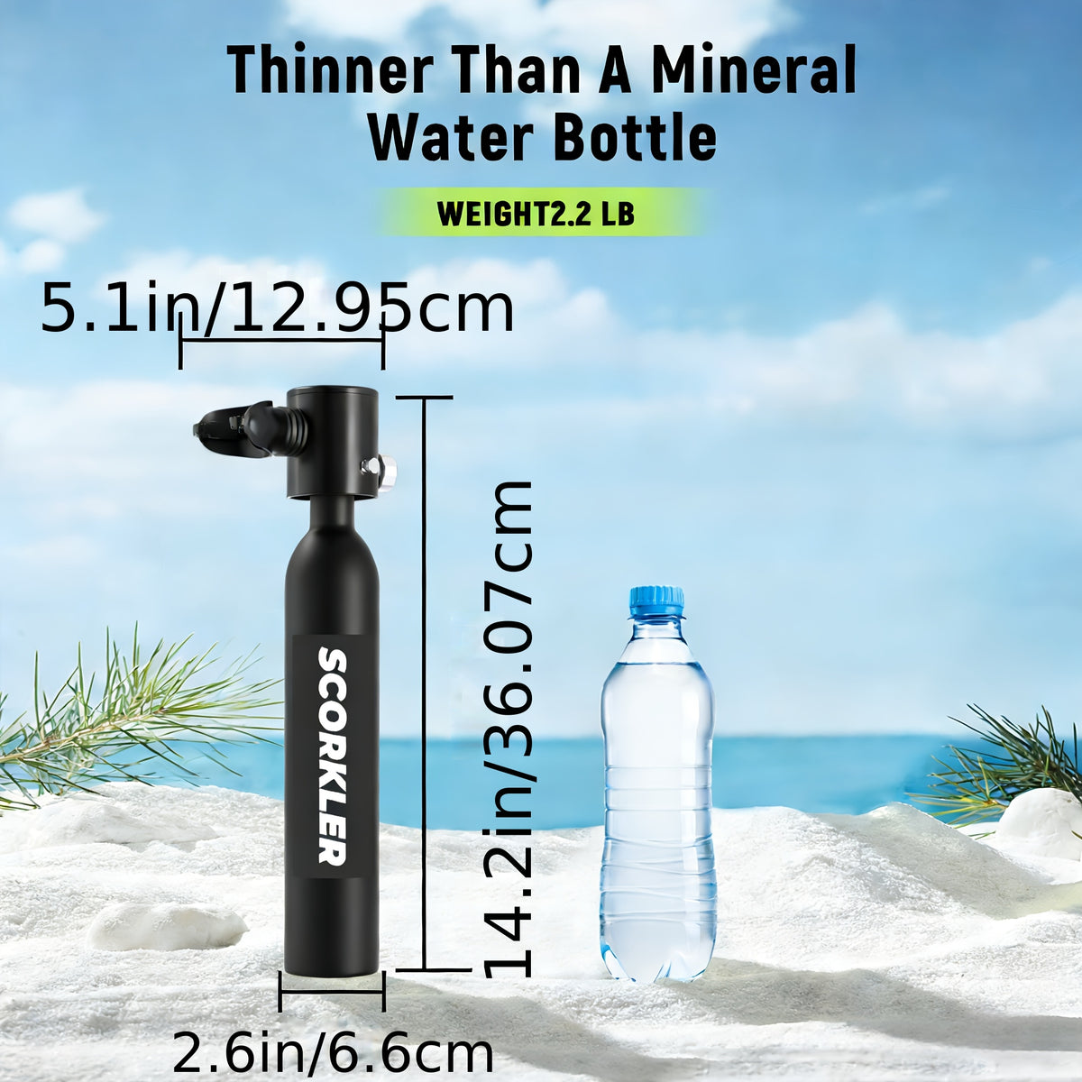0.5 Liters (3.5Cu Ft) Aluminum Alloy Mini Diving Tank & Snorkel Mask Set | 5-8 Mins Dive Time | for Underwater Recreation | Durable Snorkel Gear | Mask Only for L/XL | No Inflation Tool Included | Easter Gift