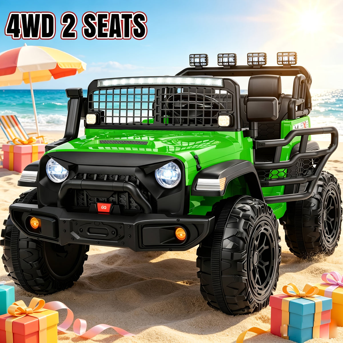 24V 4WD Kids Ride-On UTV Car with Parent Remote Control, 2-Seater, Music, LED Lights, All-Terrain Vehicle for Outdoor Fun, Ideal Gift for Boys And Girls
